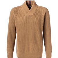 Tommy Hilfiger Herren Pullover braun Baumwolle unifarben von Tommy Hilfiger