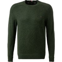 Tommy Hilfiger Herren Pullover grün Merinowolle unifarben von Tommy Hilfiger