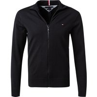 Tommy Hilfiger Herren Strickjacke schwarz Baumwolle unifarben von Tommy Hilfiger