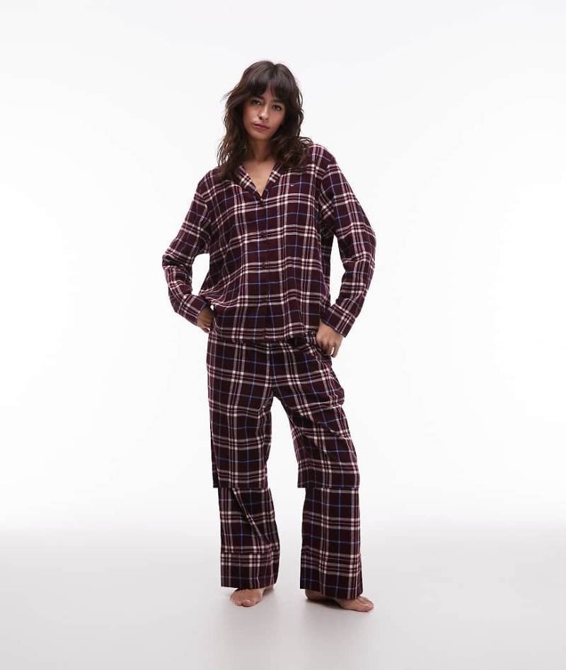 Tommy Hilfiger - Pyjama-Geschenkset in Rot mit Schottenkaromuster, bestehend aus Hemd und Hose von Tommy Hilfiger