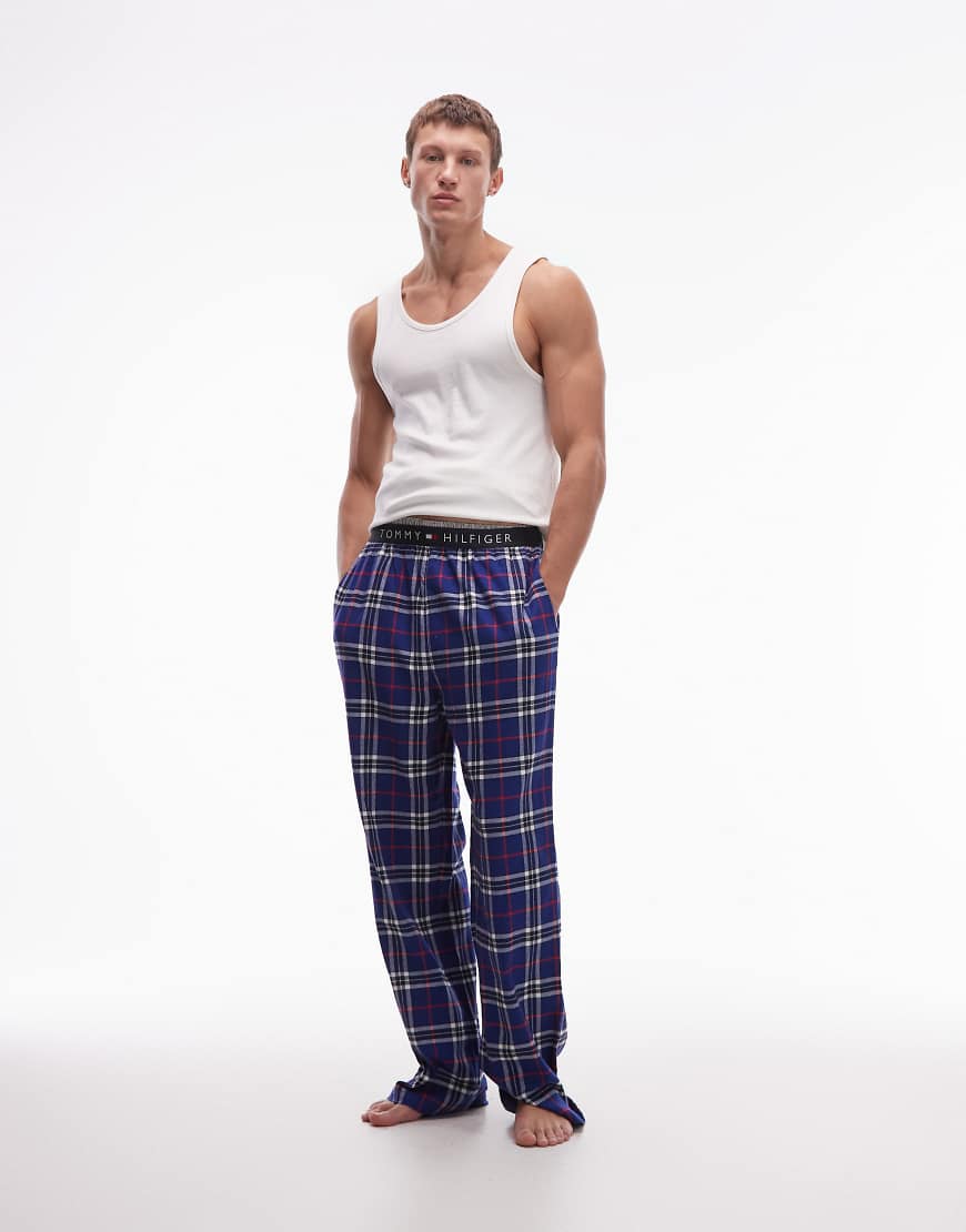 Tommy Hilfiger - Pyjama-Hose aus Flanell in kariertem Blau von Tommy Hilfiger