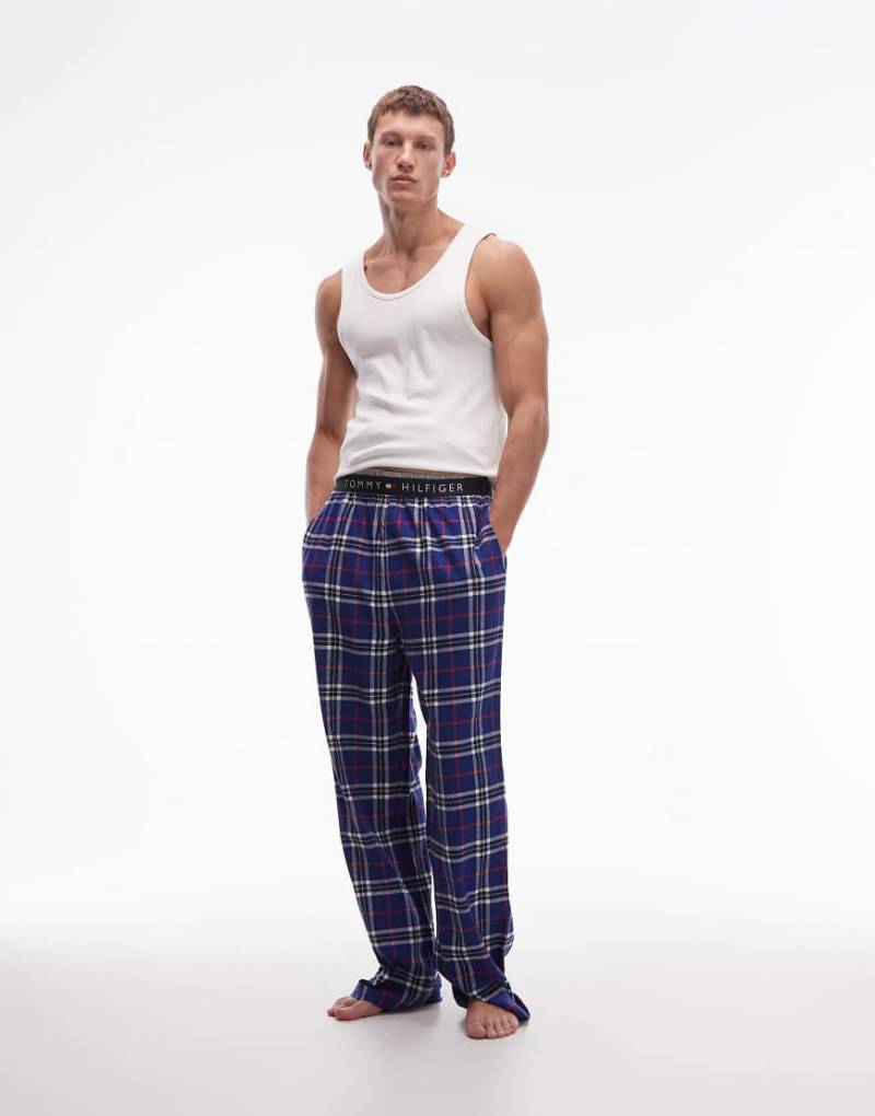 Tommy Hilfiger - Pyjama-Hose aus Flanell in kariertem Blau von Tommy Hilfiger