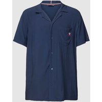 Tommy Hilfiger Pyjama-Oberteil aus Viskose mit Label-Detail Modell 'WOVEN' in Marine, Größe S von Tommy Hilfiger