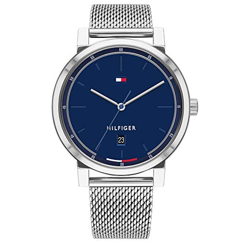 Tommy Hilfiger Analog Quarzuhr für Herren mit Silbernes Edelstahl-Mesh-Gliederarmband - 1791732 von Tommy Hilfiger