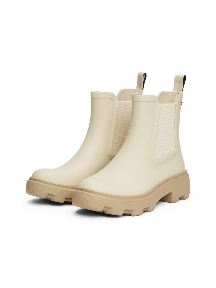 Tommy Hilfiger RUBBER FLAG CLEATED RAINBOOT Chelseaboots, Blockabsatz, Schlupfboots, Gummistiefel, beidseitiger Stretcheinsatz von Tommy Hilfiger