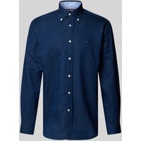 Tommy Hilfiger Regular Fit Freizeithemd aus Baumwoll-Leinen-Mix in Marine, Größe M von Tommy Hilfiger