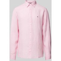 Tommy Hilfiger Regular Fit Freizeithemd aus Leinen Modell 'PIGMENT' in Pink, Größe M von Tommy Hilfiger