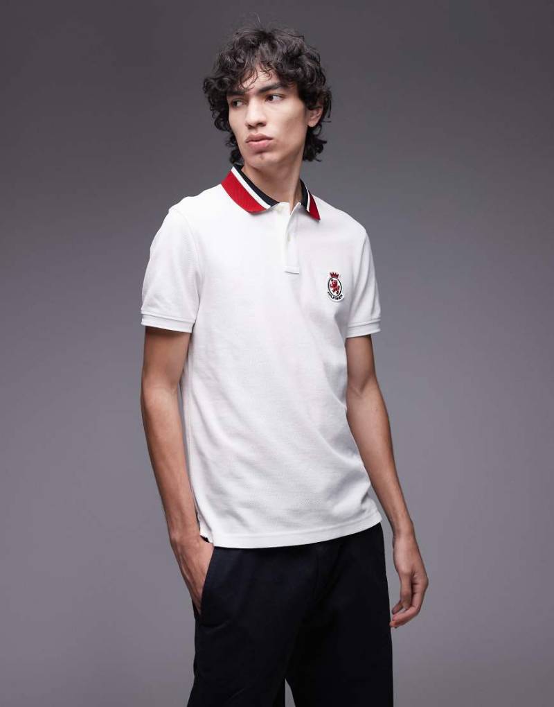 Tommy Hilfiger - Regular-Fit-Polohemd in Weiß mit Fischgrätmuster und Kragen von Tommy Hilfiger