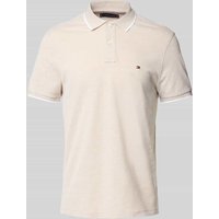 Tommy Hilfiger Regular Fit Poloshirt aus Baumwoll-Leinen-Mix in Beige, Größe M von Tommy Hilfiger