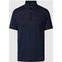 Tommy Hilfiger Tailored Regular Fit Poloshirt aus Leinen-Mix in Dunkelblau, Größe L von Tommy Hilfiger Tailored