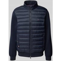 Tommy Hilfiger Regular Fit Stepp-Sweatjacke mit Stoffärmeln in Marine, Größe XXXL von Tommy Hilfiger