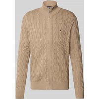 Tommy Hilfiger Regular Fit Strickjacke aus reiner Baumwolle in Taupe, Größe XXXL von Tommy Hilfiger