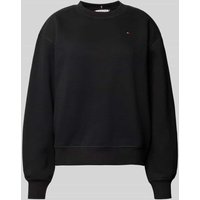 Tommy Hilfiger Regular Fit Sweatshirt mit Logo-Stitching in BLACK, Größe M von Tommy Hilfiger