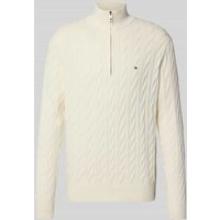 Tommy Hilfiger Regular Fit Troyer aus reiner Baumwolle in Ecru, Größe L von Tommy Hilfiger