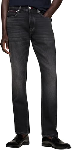 Tommy Hilfiger Herren Jeans Hose Regular Fit Straight Leg, Schwarz (Tundra Black), 28W/34L von Tommy Hilfiger