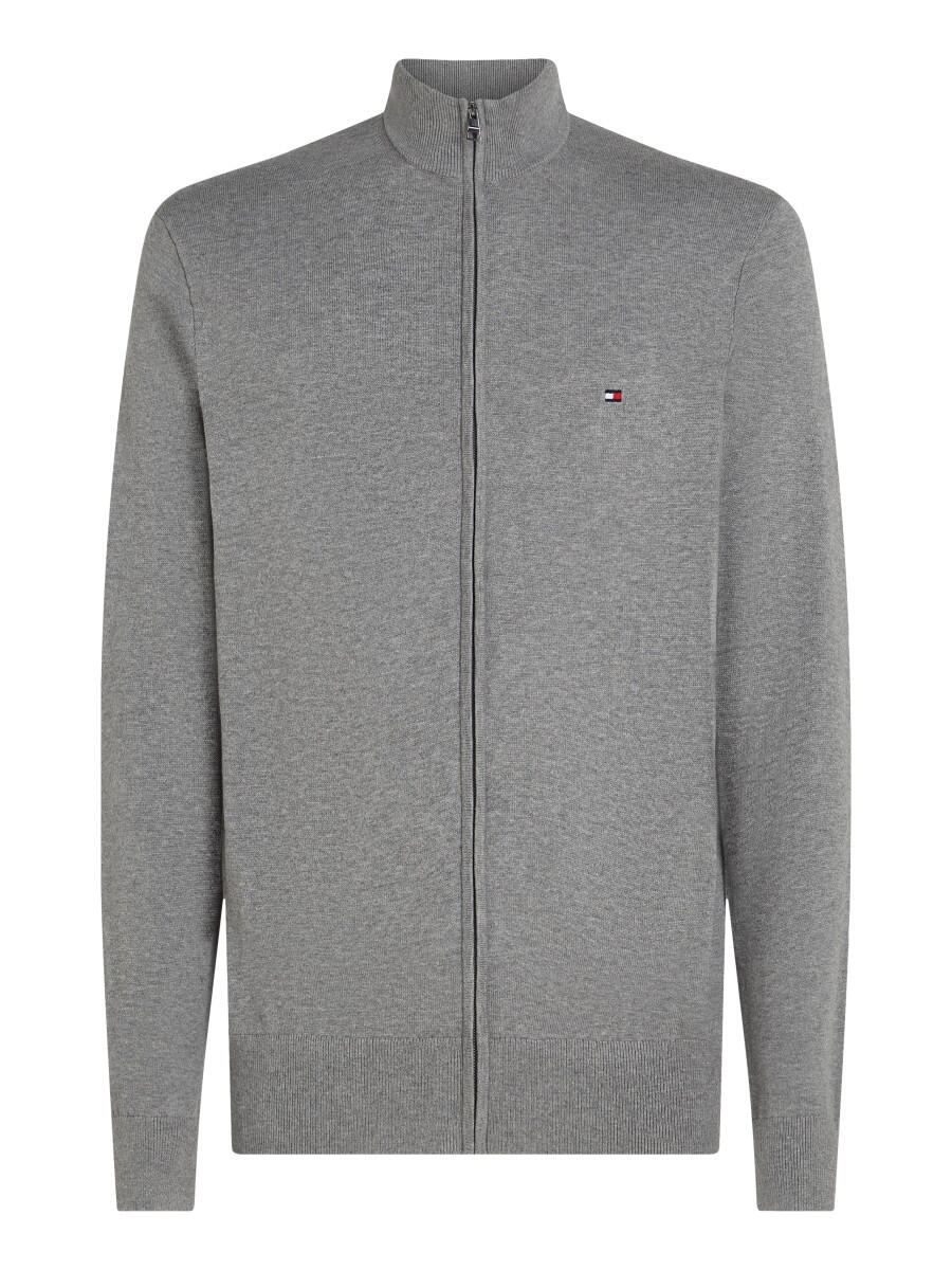 Tommy Hilfiger - Reißverschluss-Pullover mit Mock Neck grau - Gr. - XXL von Tommy Hilfiger