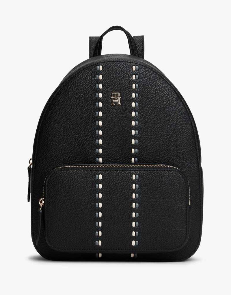 Tommy Hilfiger - Rucksack in Schwarz mit Zierstreifen und tonalem Markenlogo von Tommy Hilfiger