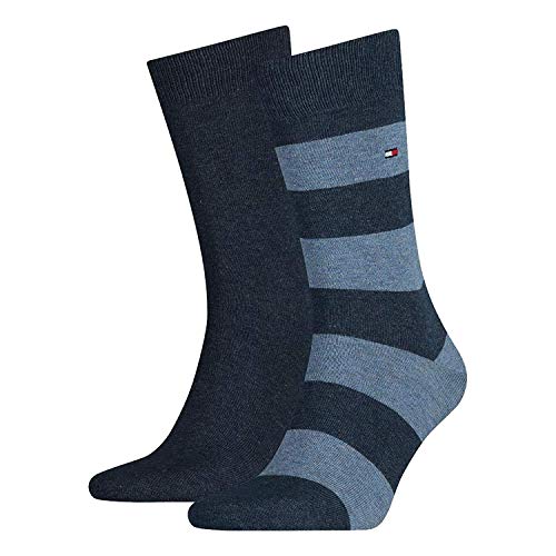 Tommy Hilfiger Herrensocken Doppelpack Uni/Ringel Jeans Größe 43-46 von Tommy Hilfiger