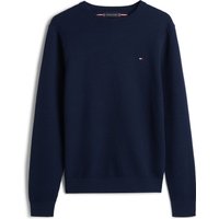 Tommy Hilfiger Rundhals-Pullover aus Baumwolle mit Struktur und Logo-Aufnäher in XXL von Tommy Hilfiger