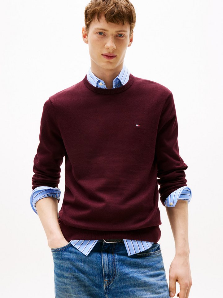 Tommy Hilfiger Rundhalspullover ESSENTIAL COTTON CREW NECK 100% Baumwolle Crewneck Regular Fit Premium Mode von Tommy Hilfiger