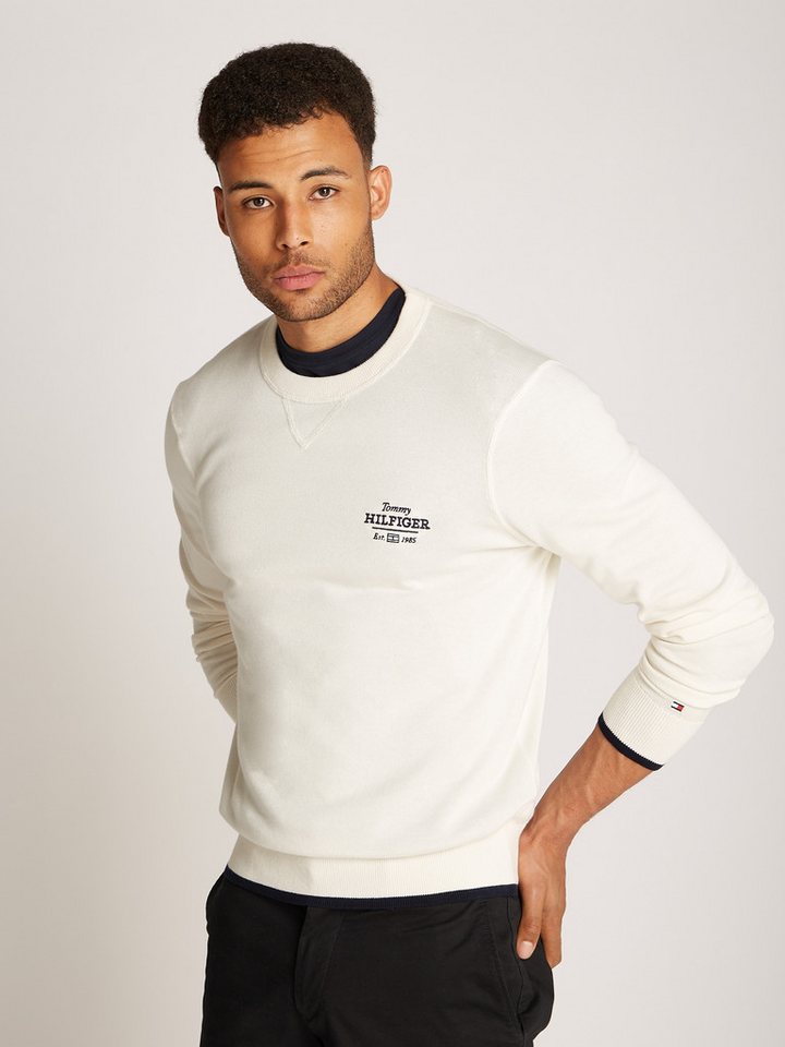 Tommy Hilfiger Rundhalspullover GRAPHIC COTTON CREW mit Logostickerei von Tommy Hilfiger