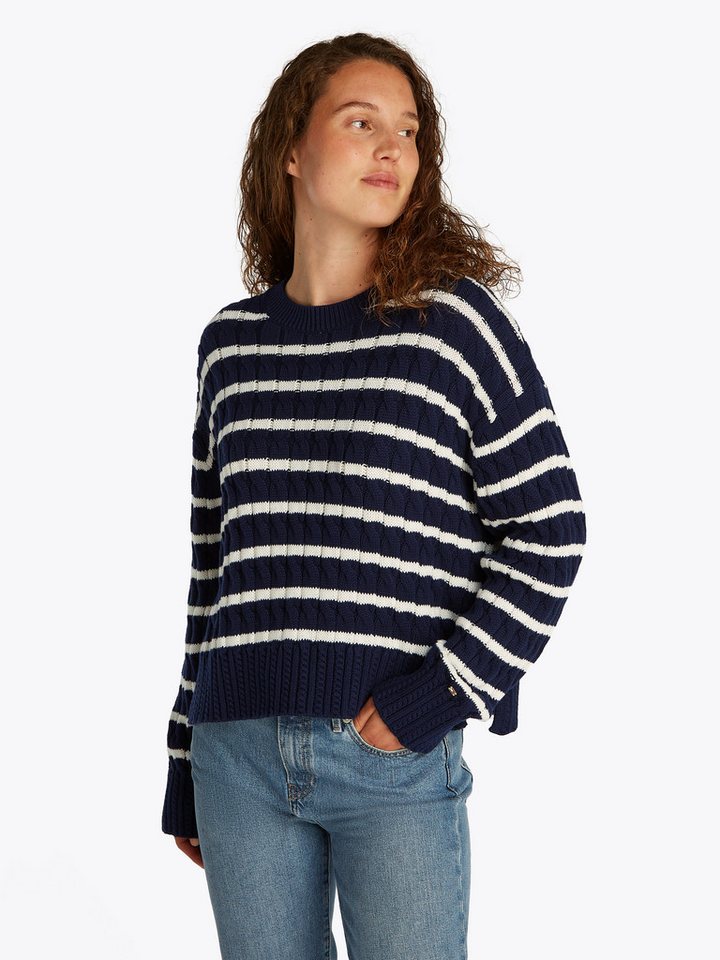 Tommy Hilfiger Rundhalspullover SOFT CO CABLE C-NK LS SWT mit Zopfmuster von Tommy Hilfiger