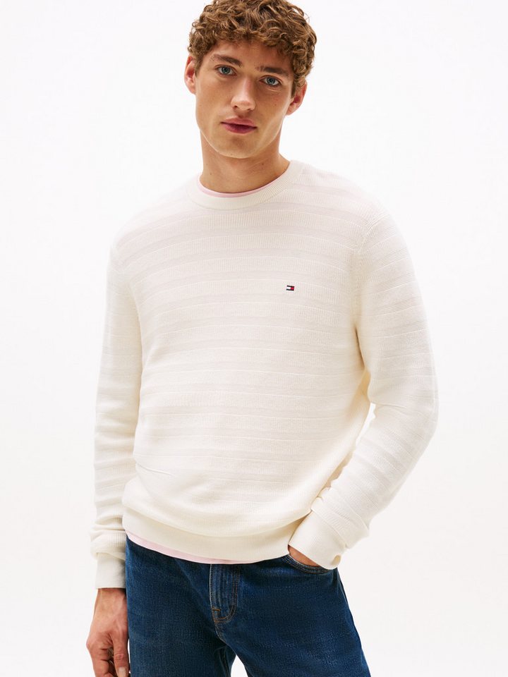 Tommy Hilfiger Rundhalspullover STRIPE STRUCTURE regular fit, leicht überschnittene Schultern von Tommy Hilfiger