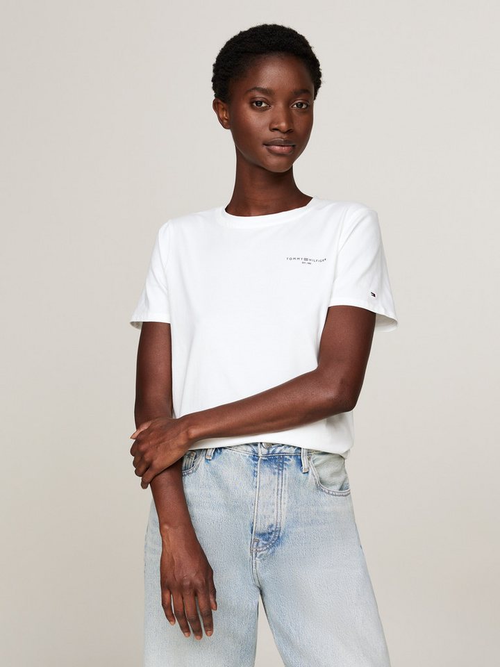 Tommy Hilfiger Rundhalsshirt 1985 REG MINI CORP LOGO C-NK SS mit Tommy Hilfiger Logoschriftzug und Bestickung von Tommy Hilfiger