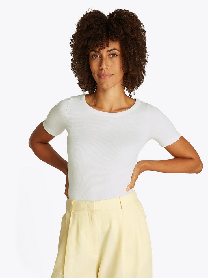 Tommy Hilfiger Rundhalsshirt SLIM 5X2 RIB O-NK SS mit dezenter Tommy Hilfiger Logostickerei von Tommy Hilfiger