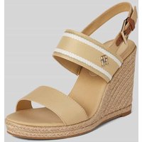 Tommy Hilfiger Sandalette mit Label-Applikation und Keilabsatz in Beige, Größe 40 von Tommy Hilfiger