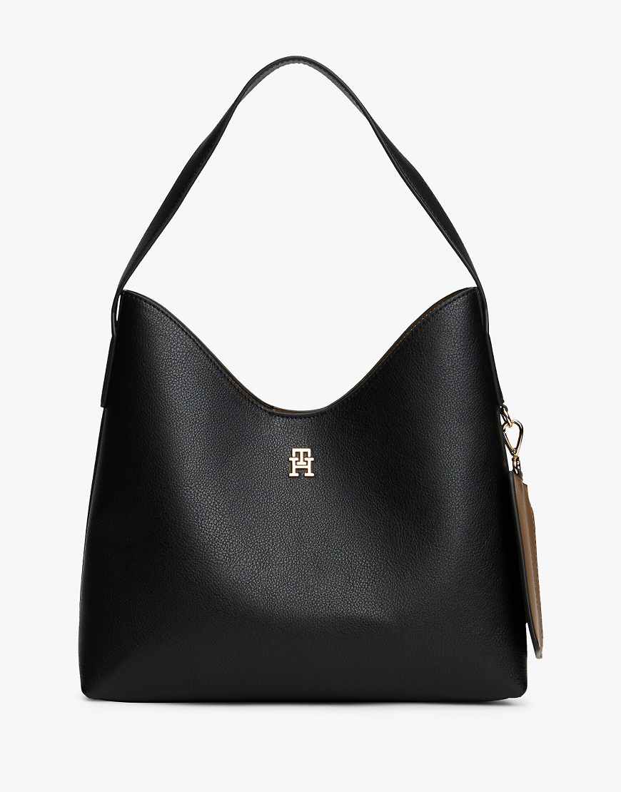 Tommy Hilfiger - Schultertasche in Schwarz mit TH-Monogramm-Logo von Tommy Hilfiger