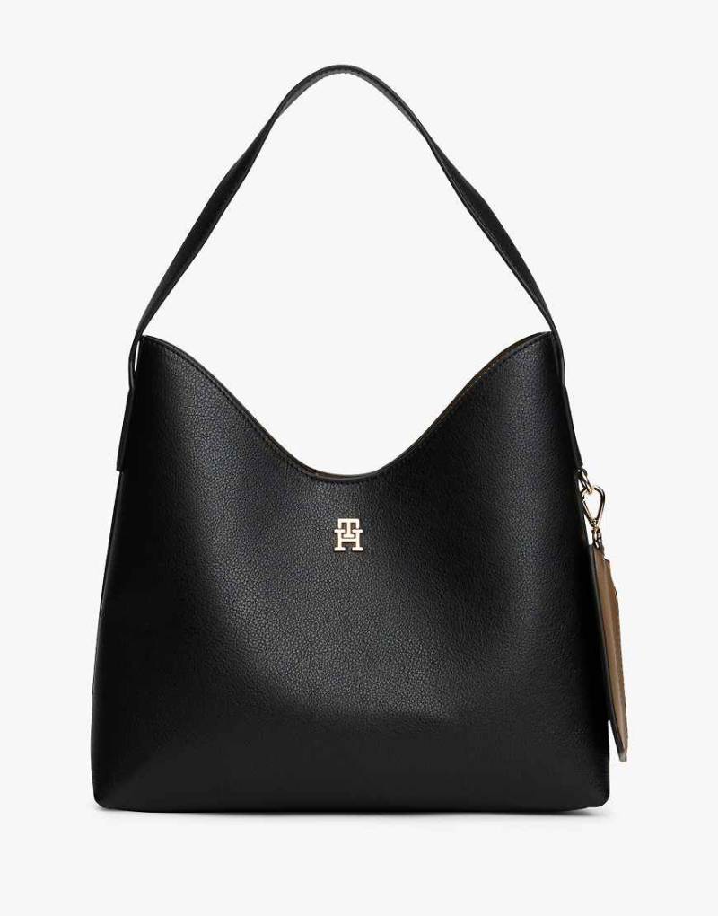 Tommy Hilfiger - Schultertasche in Schwarz mit TH-Monogramm-Logo von Tommy Hilfiger
