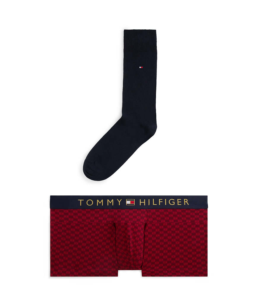 Tommy Hilfiger - Set mit Unterhose und Socken in Rot und Marineblau von Tommy Hilfiger