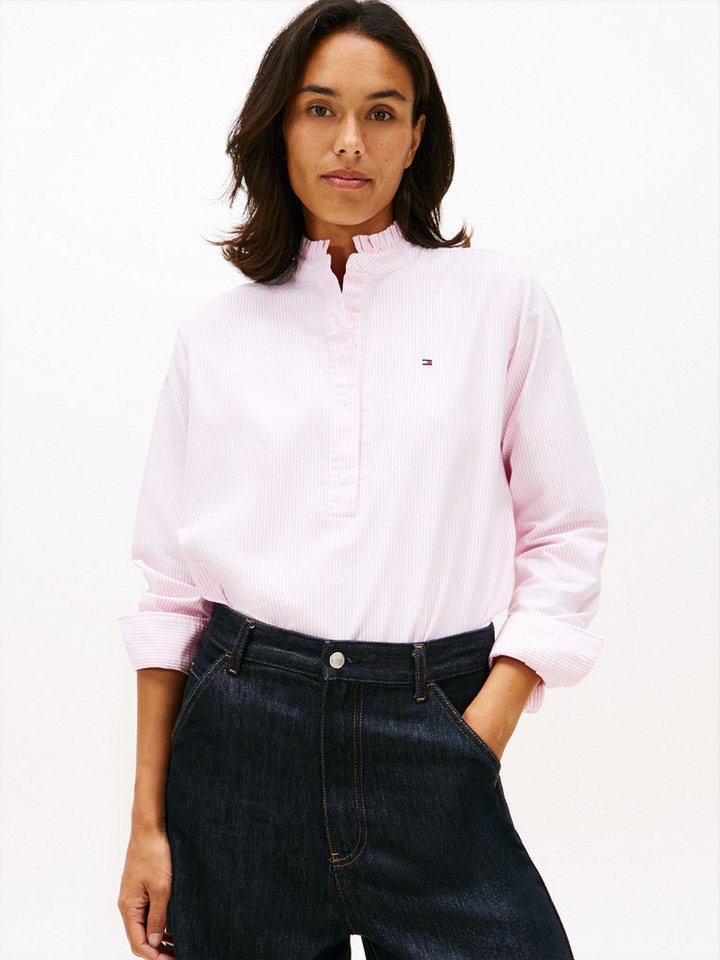 Tommy Hilfiger Langarmbluse OXFORD RUFFLE NECK SHIRT mit Rüschen Detail von Tommy Hilfiger