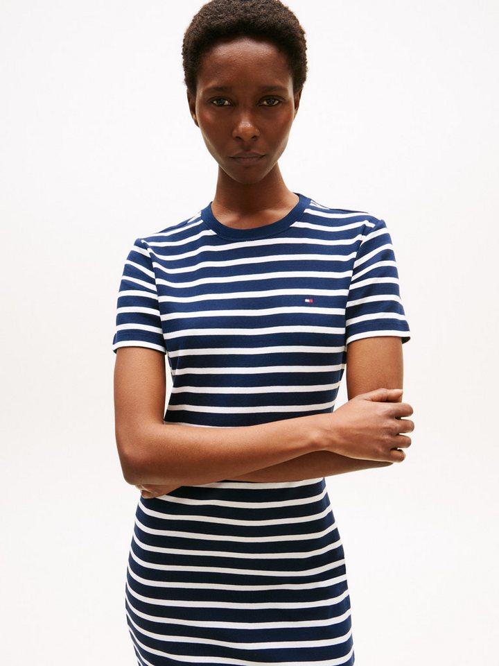 Tommy Hilfiger Shirtkleid NEW CODY STR SLIM SHORT DRS SS mit allover Streifendessin, Logo-Flag von Tommy Hilfiger