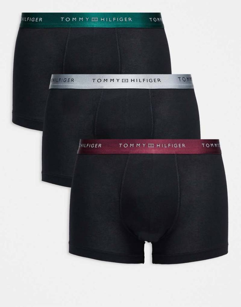 Tommy Hilfiger - Signature - 3er-Pack Basic-Unterhosen aus Baumwolle in Schwarz mit Metallic-Bund von Tommy Hilfiger