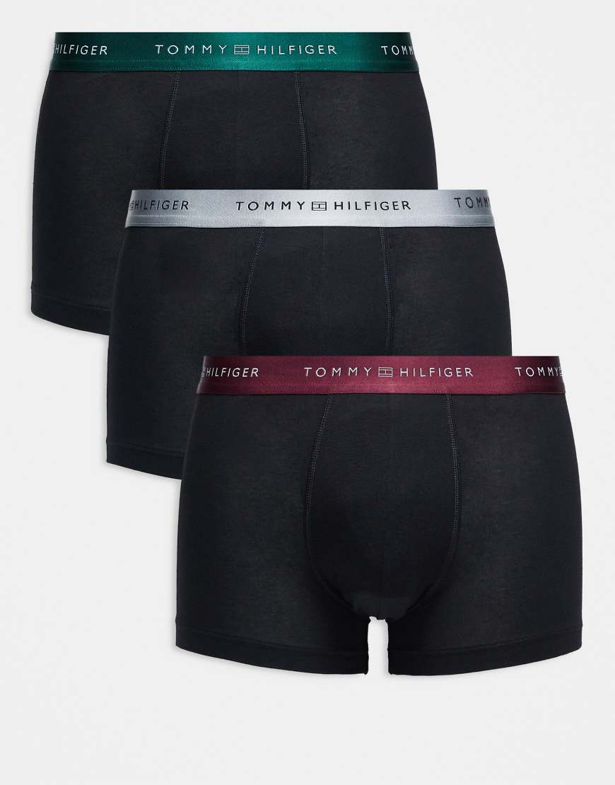 Tommy Hilfiger - Signature - 3er-Pack Basic-Unterhosen aus Baumwolle in Schwarz mit Metallic-Bund von Tommy Hilfiger