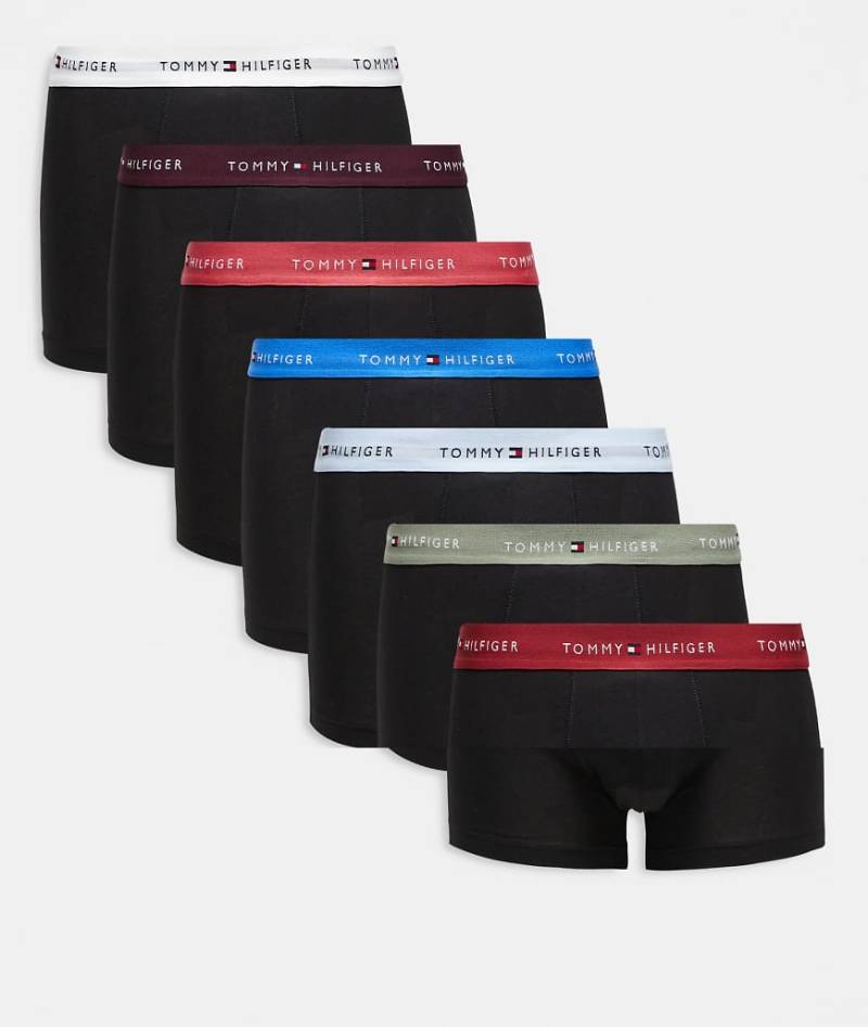 Tommy Hilfiger - Signature - 7er-Pack Basic-Unterhosen aus Baumwolle in Schwarz mit Bund in verschiedenen Farben von Tommy Hilfiger