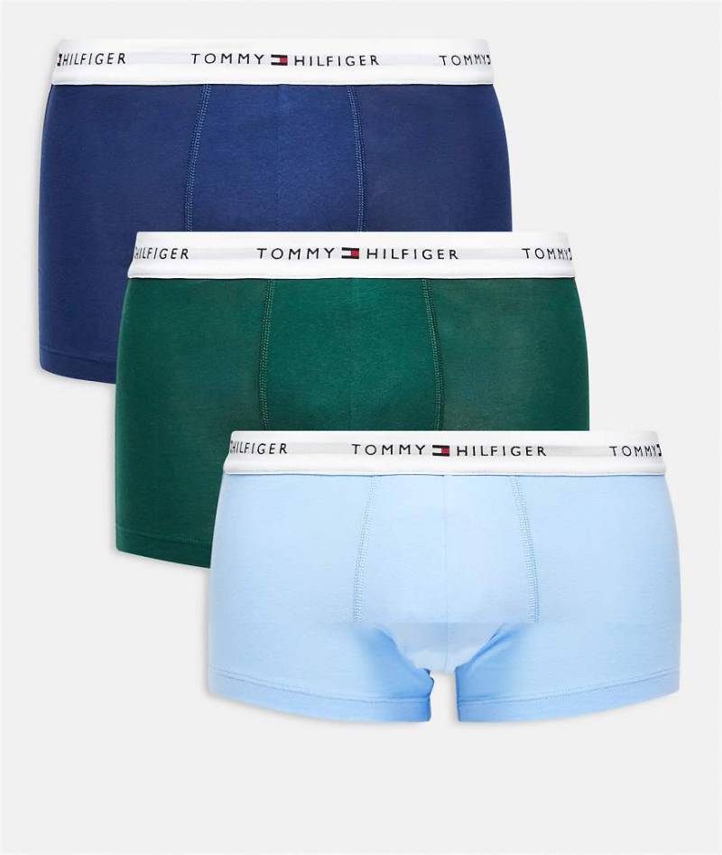Tommy Hilfiger - Signature Cotton Essentials - 3er-Pack Unterhosen in Grün/Navy/Blau-Bunt von Tommy Hilfiger