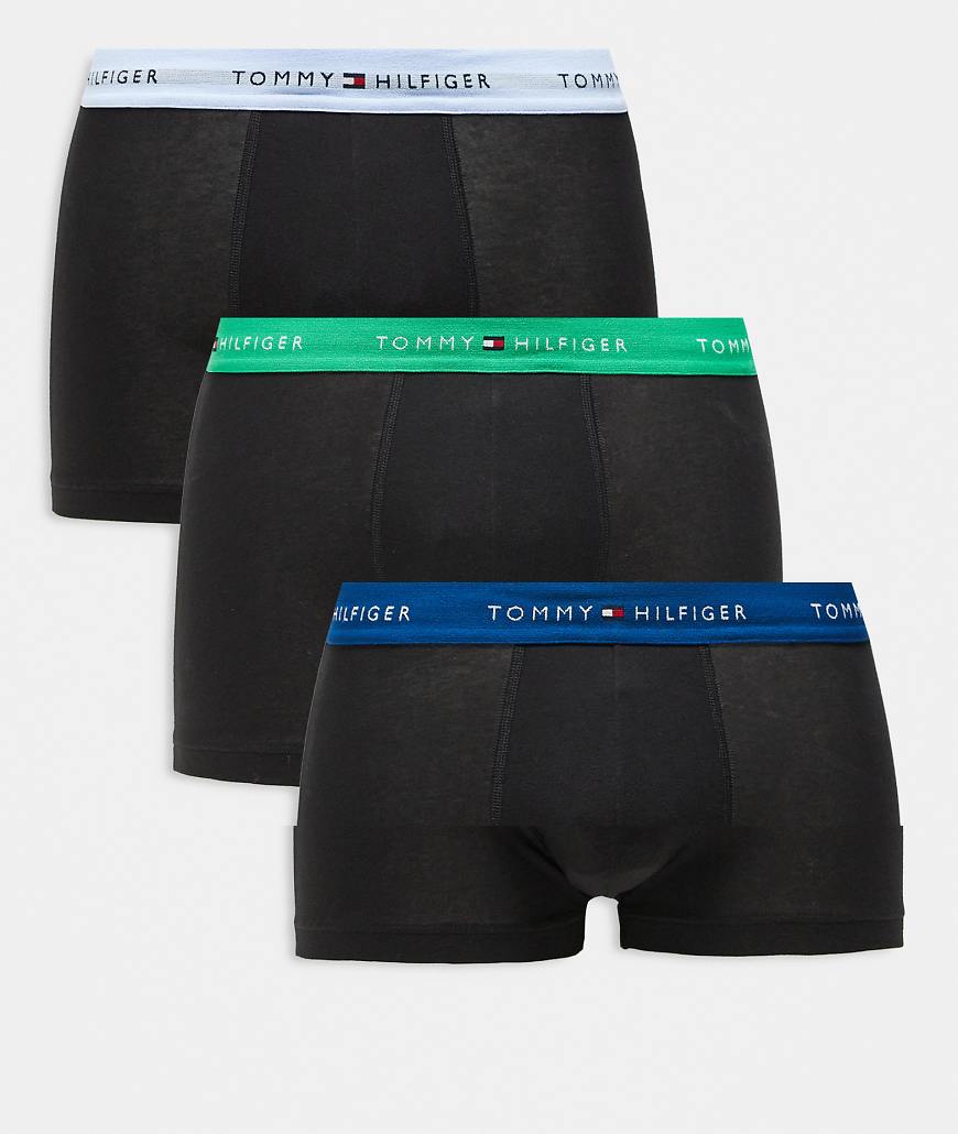 Tommy Hilfiger - Signature Cotton Essentials - 3er-Pack Unterhosen in Schwarz mit Bund in Blau/Grün Tommy Hilfiger - Signature Cotton Essentials - 3er-Pack Unterhosen in Schwarz mit Bund in Blau/Grün von Tommy Hilfiger