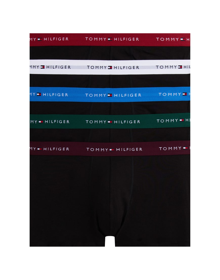 Tommy Hilfiger - Signature Cotton Essentials - 5er-Pack Unterhosen in Schwarz mit Bund in Weiß/Grün/Lila/Rot/Blau-Bunt von Tommy Hilfiger