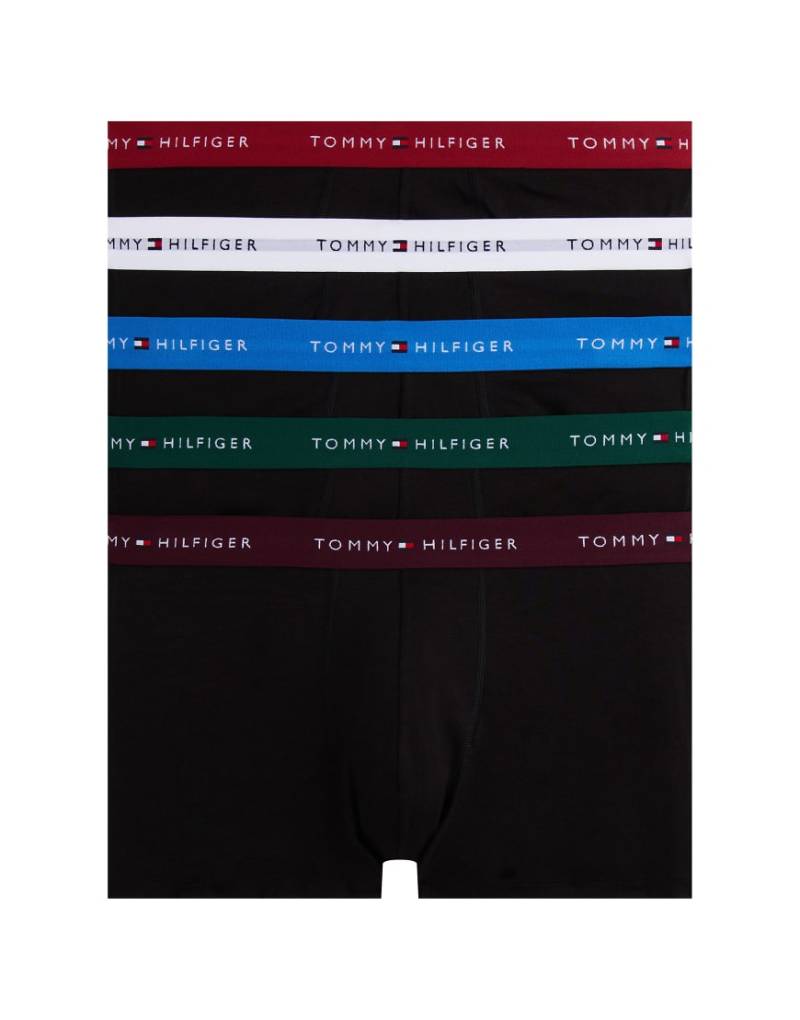 Tommy Hilfiger - Signature Cotton Essentials - 5er-Pack Unterhosen in Schwarz mit Bund in Weiß/Grün/Lila/Rot/Blau-Bunt von Tommy Hilfiger