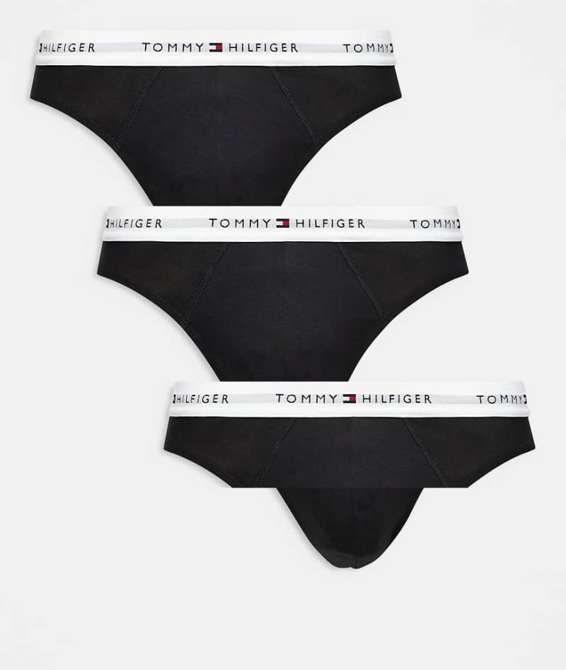 Tommy Hilfiger - Signature Essentials - 3er-Pack Slips aus Baumwolle in Schwarz mit Bund in Weiß von Tommy Hilfiger