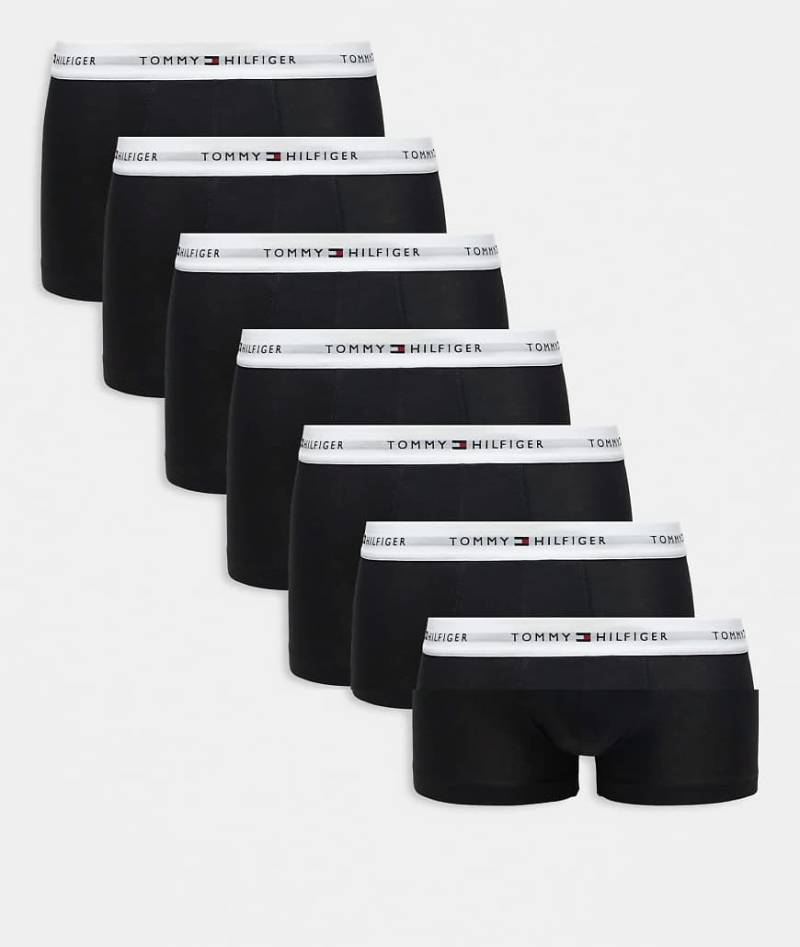 Tommy Hilfiger - Signature Essentials - 7er-Pack Unterhosen aus Baumwolle in Schwarz mit weißem Bund von Tommy Hilfiger