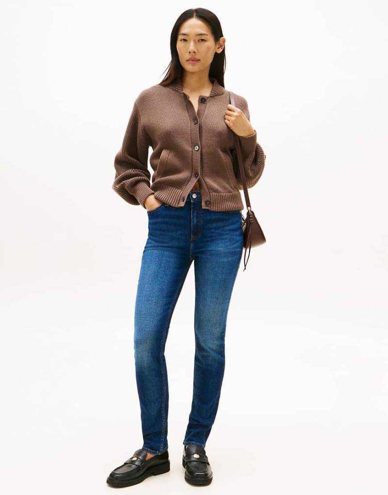 Tommy Hilfiger - Slim-Fit-Jeans in Dunkelblau mit mittelhohem Bund und verblasster Optik von Tommy Hilfiger