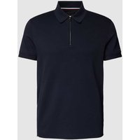 Tommy Hilfiger Tailored Slim Fit Poloshirt mit kurzem Reißverschluss in Dunkelblau, Größe L von Tommy Hilfiger Tailored