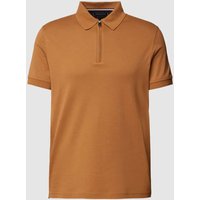 Tommy Hilfiger Tailored Slim Fit Poloshirt mit kurzem Reißverschluss in Khaki, Größe L von Tommy Hilfiger Tailored