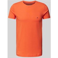Tommy Hilfiger Slim Fit T-Shirt mit Logo-Stitching in Orange, Größe XXL Tommy Hilfiger Slim Fit T-Shirt mit Logo-Stitching in Orange, Größe XXL von Tommy Hilfiger