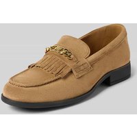 Tommy Hilfiger Slipper aus Wildleder in Beige, Größe 38 Tommy Hilfiger Slipper aus Wildleder in Beige, Größe 38 von Tommy Hilfiger