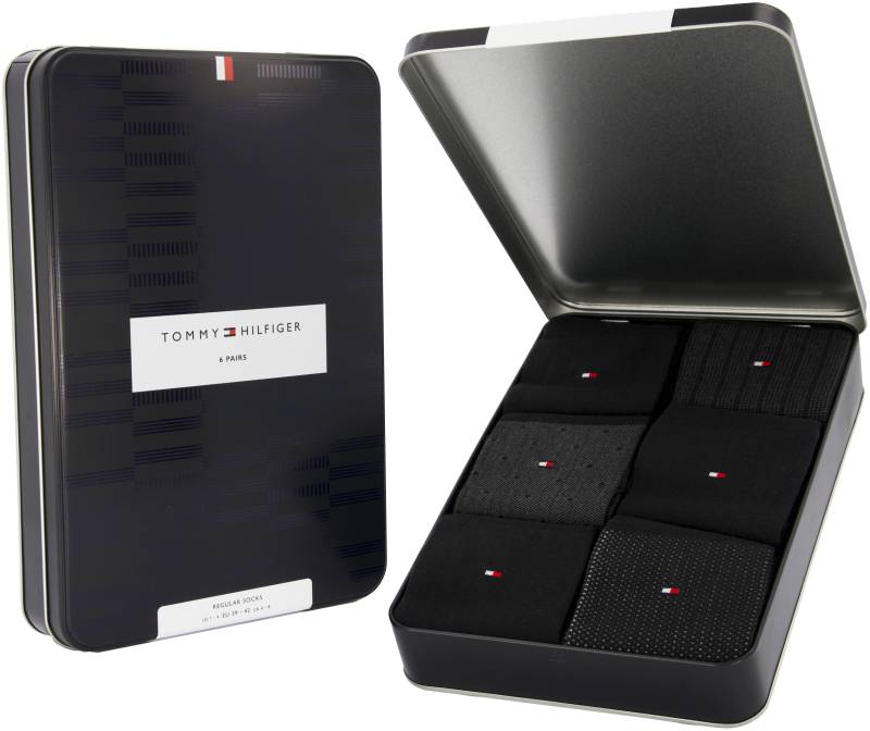 Tommy Hilfiger Socken "TH MEN SOCK 6P TIN GIFTBOX BIRDSEYE", (Box, 6 Paar), Geschenkbox, ideal zum Verschenken, Baumwoll-Stretch von Tommy Hilfiger